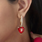 Glam Heart Charm Hoop Earrings