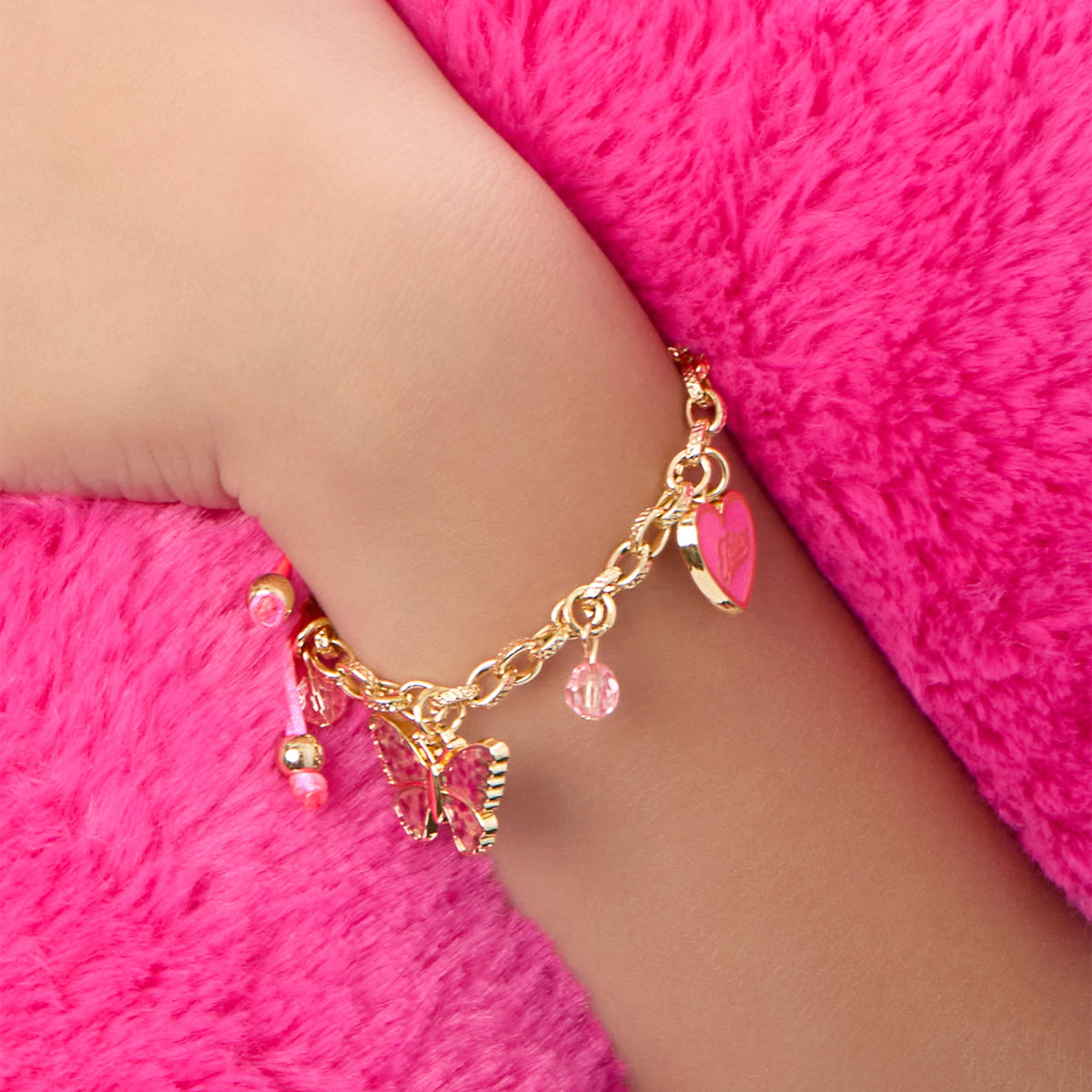 Glam Pink Charm Bracelet