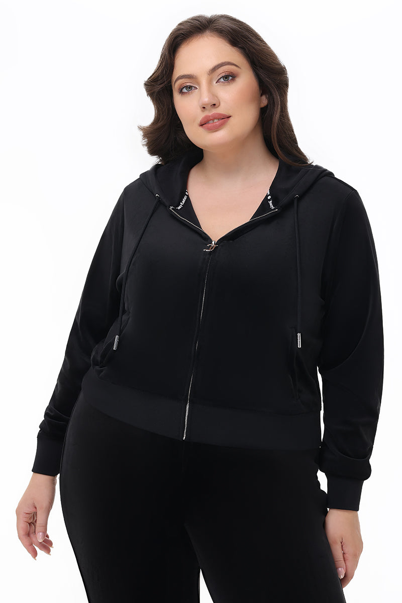 Glam Plus-Size OG Big Bling Velour Hoodie