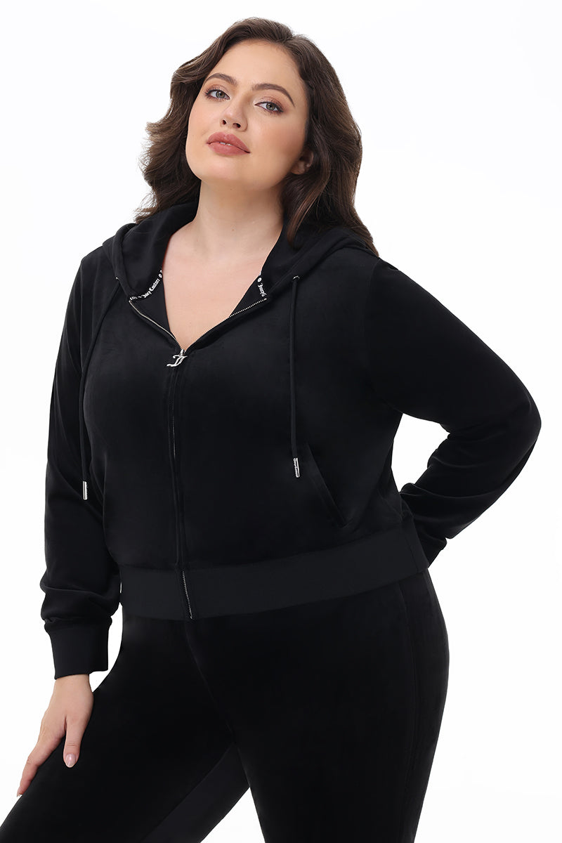 Glam Plus-Size OG Big Bling Velour Hoodie