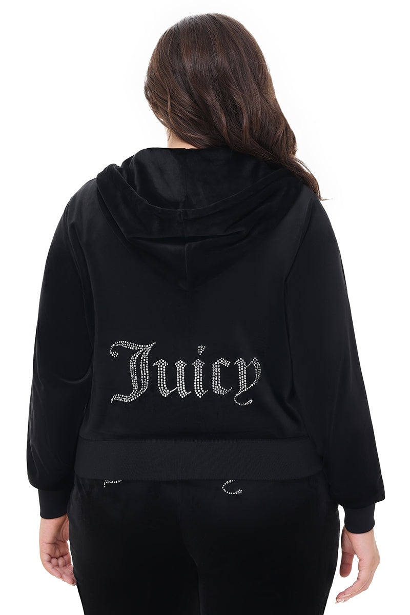 Glam Plus-Size OG Big Bling Velour Hoodie