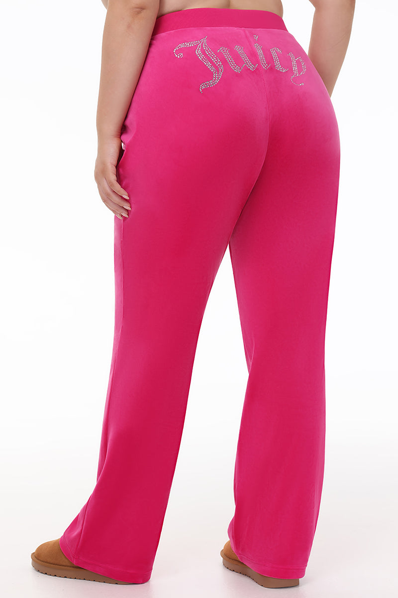 Glam Plus-Size OG Big Bling Velour Track Pants