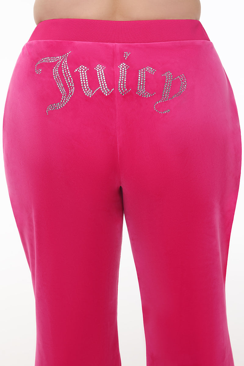 Glam Plus-Size OG Big Bling Velour Track Pants