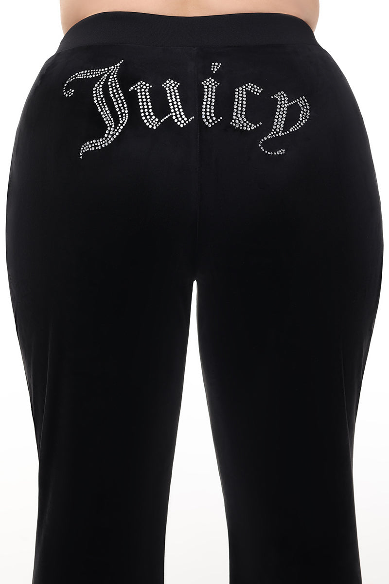 Glam Plus-Size OG Big Bling Velour Track Pants