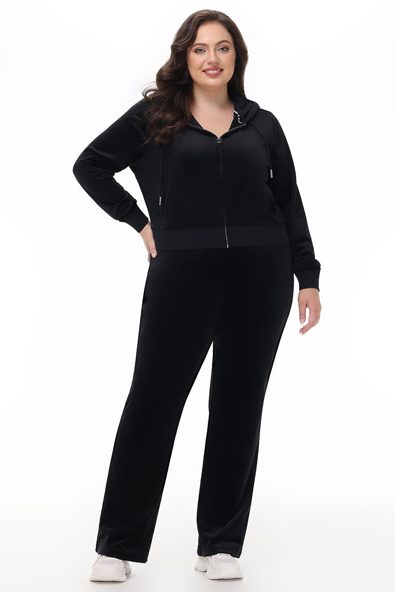 Glam Plus-Size OG Big Bling Velour Track Pants