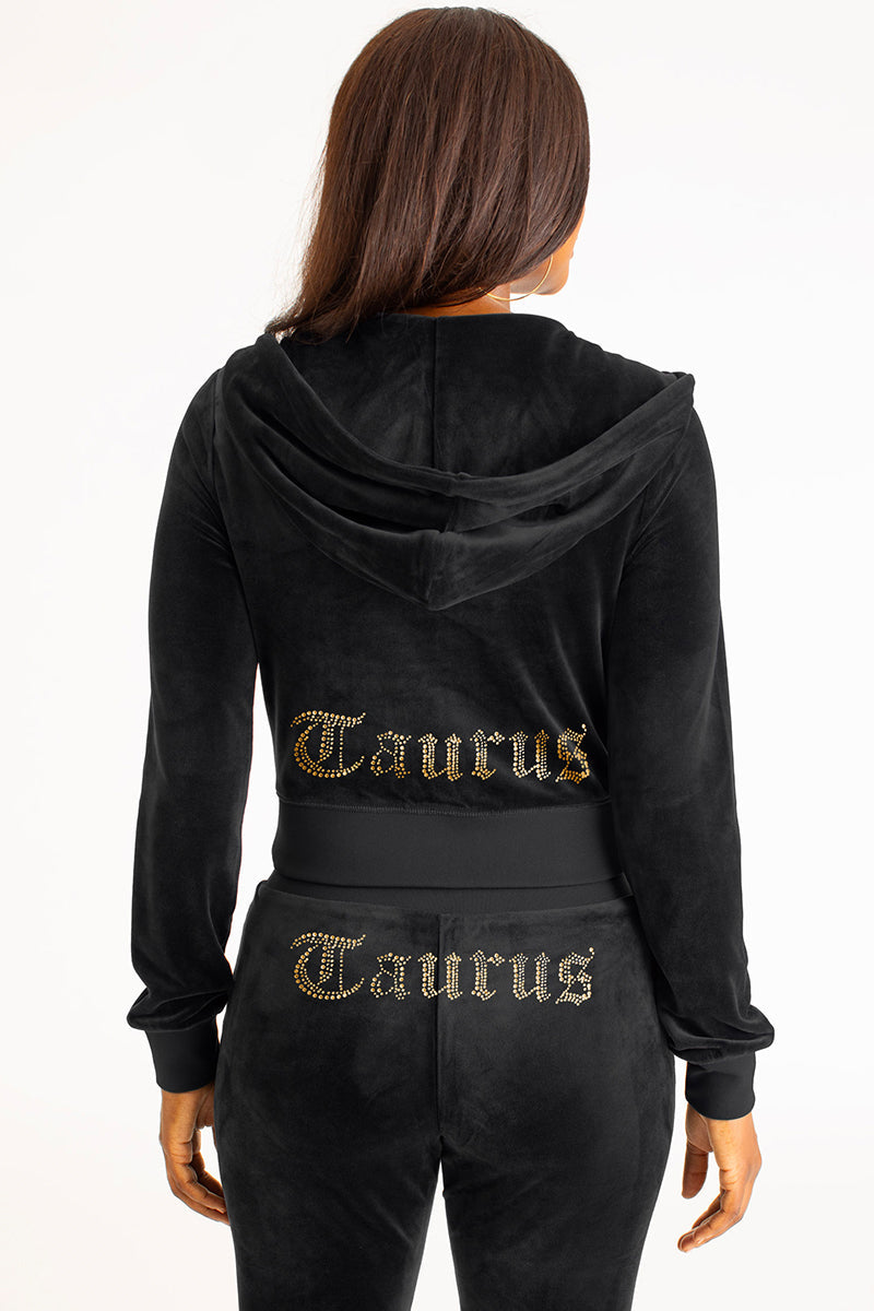 Glam Taurus Customizable Big Bling Velour Hoodie