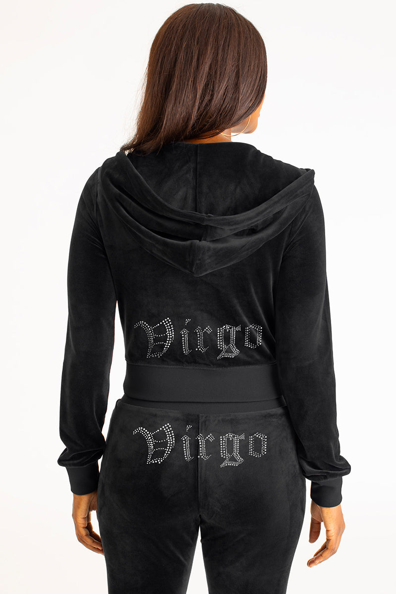 Glam Virgo Customizable Big Bling Velour Hoodie