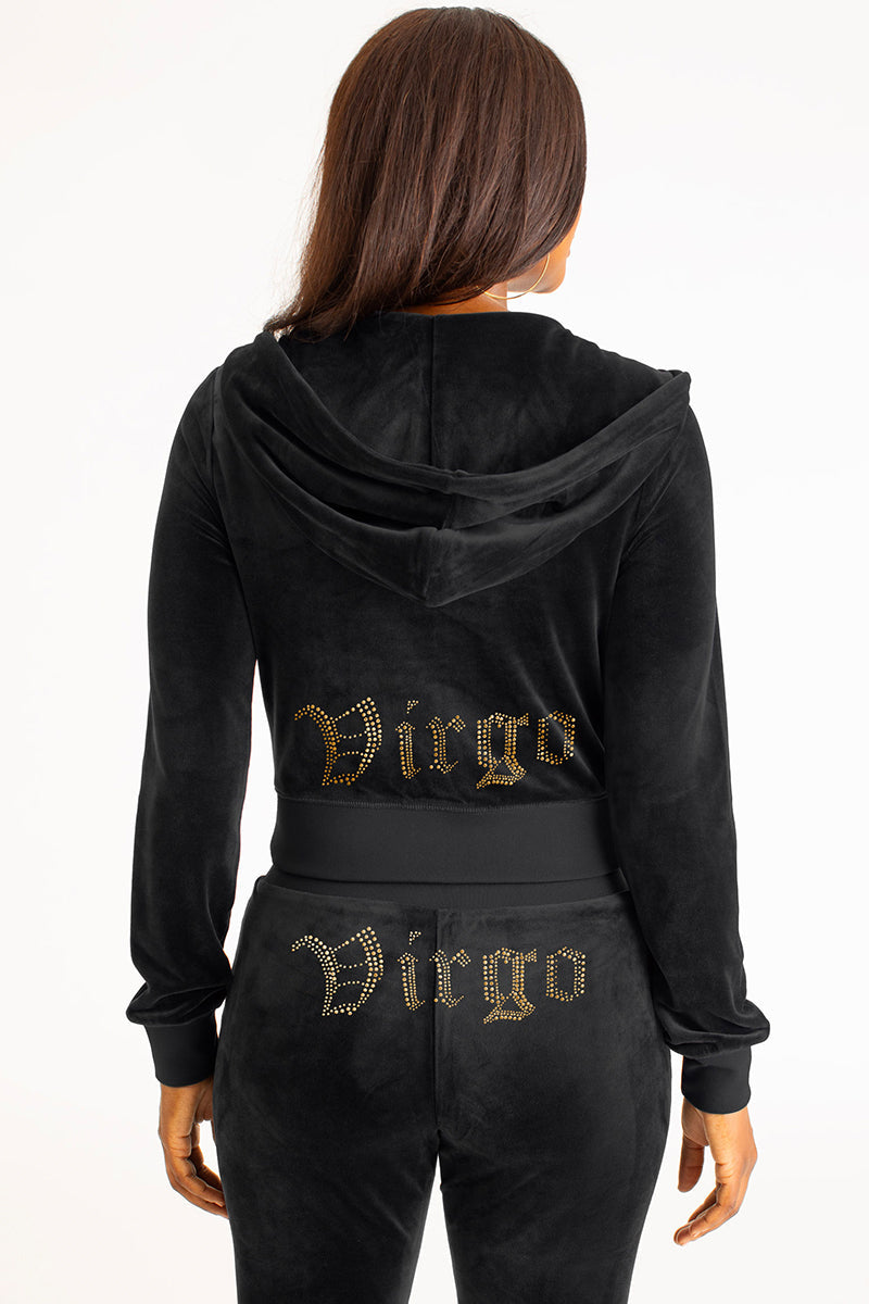 Glam Virgo Customizable Big Bling Velour Hoodie
