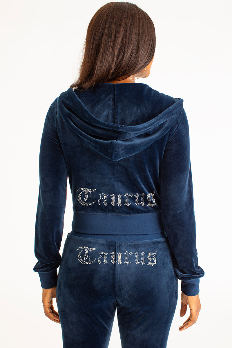 Glam Taurus Customizable Big Bling Velour Hoodie