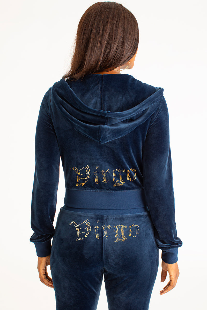Glam Virgo Customizable Big Bling Velour Hoodie