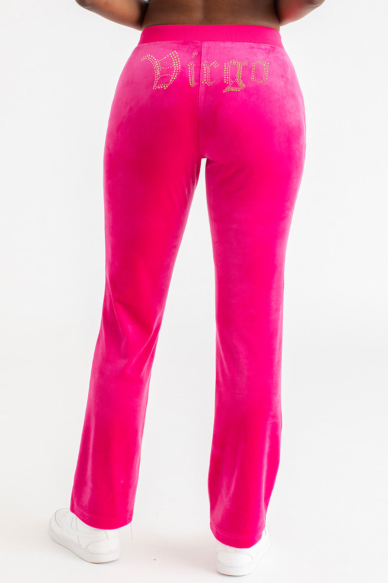 Glam Virgo Customizable Big Bling Velour Track Pants