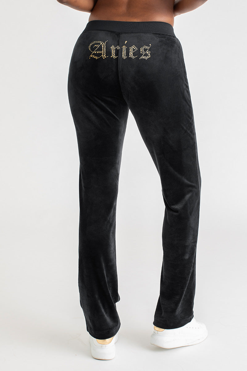 Glam Aries Customizable Big Bling Velour Track Pants