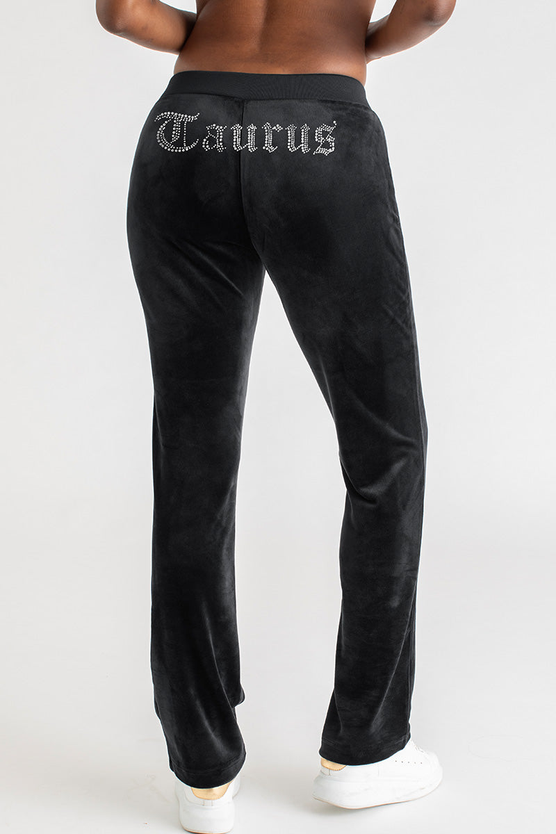 Glam Taurus Customizable Big Bling Velour Track Pants