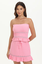 Glam Towel Terry Lace Trim Tube Top