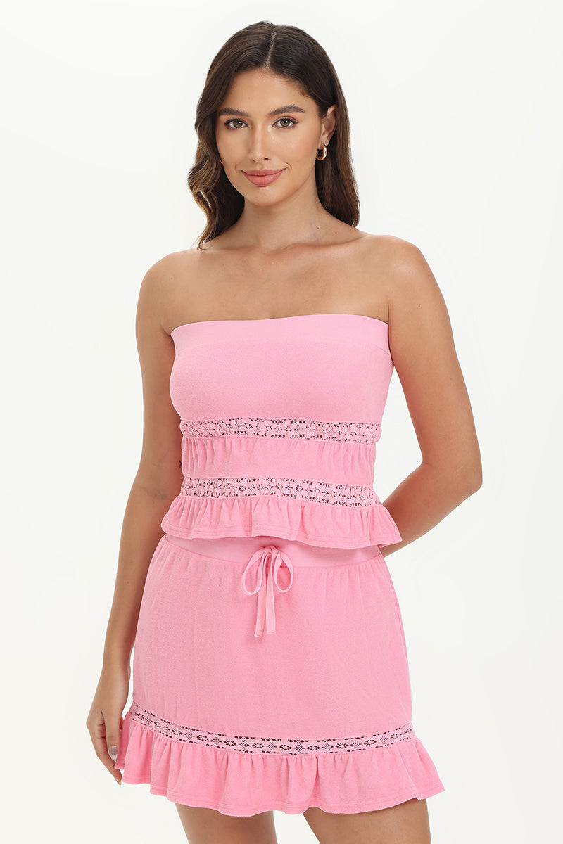 Glam Towel Terry Lace Trim Tube Top