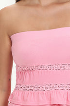Glam Towel Terry Lace Trim Tube Top