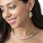 Glam Rhinestone Logo Drop Earrings