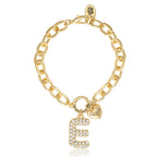Glam Pavé Initial Charm Bracelet Letter E