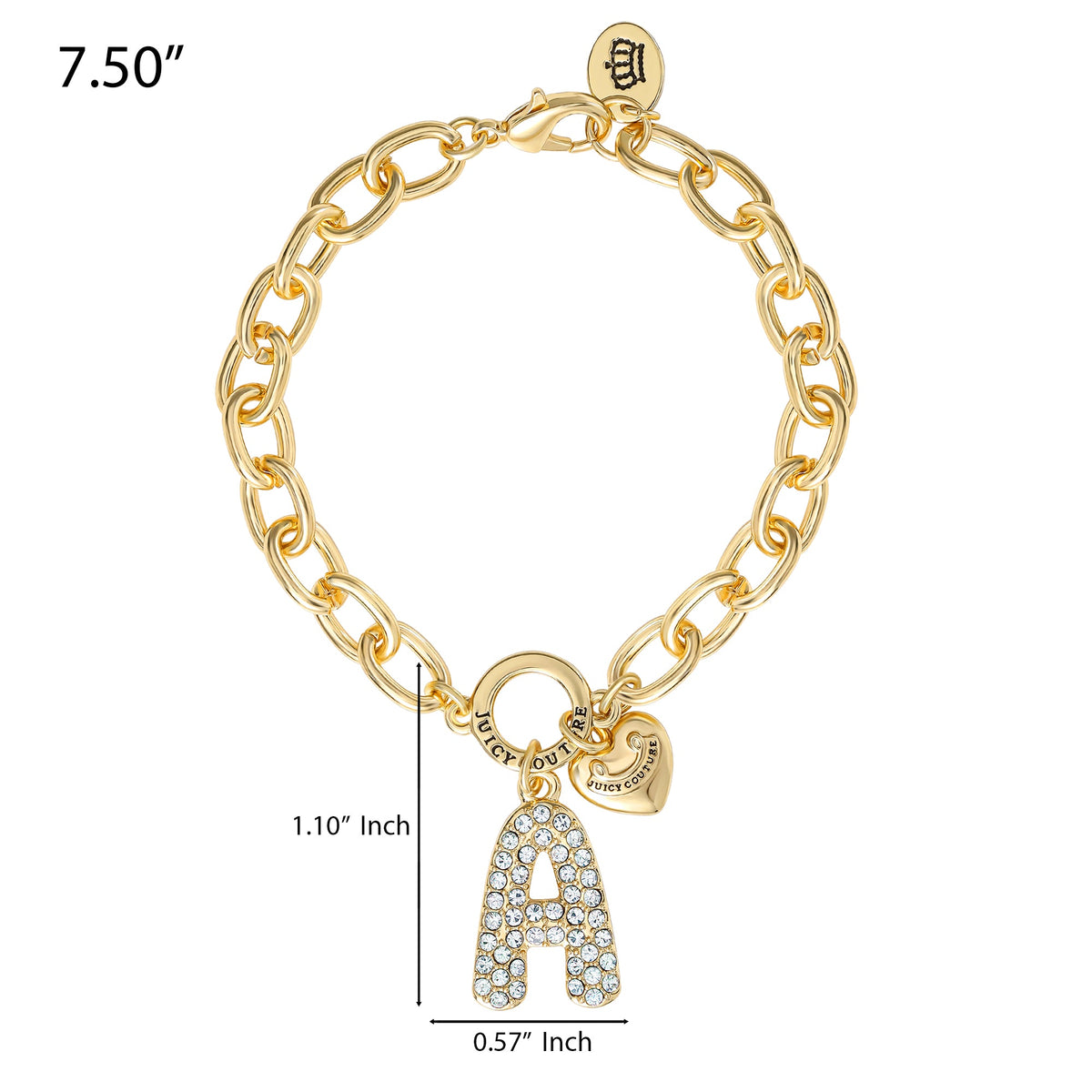 Glam Pavé Initial Charm Bracelet Letter A