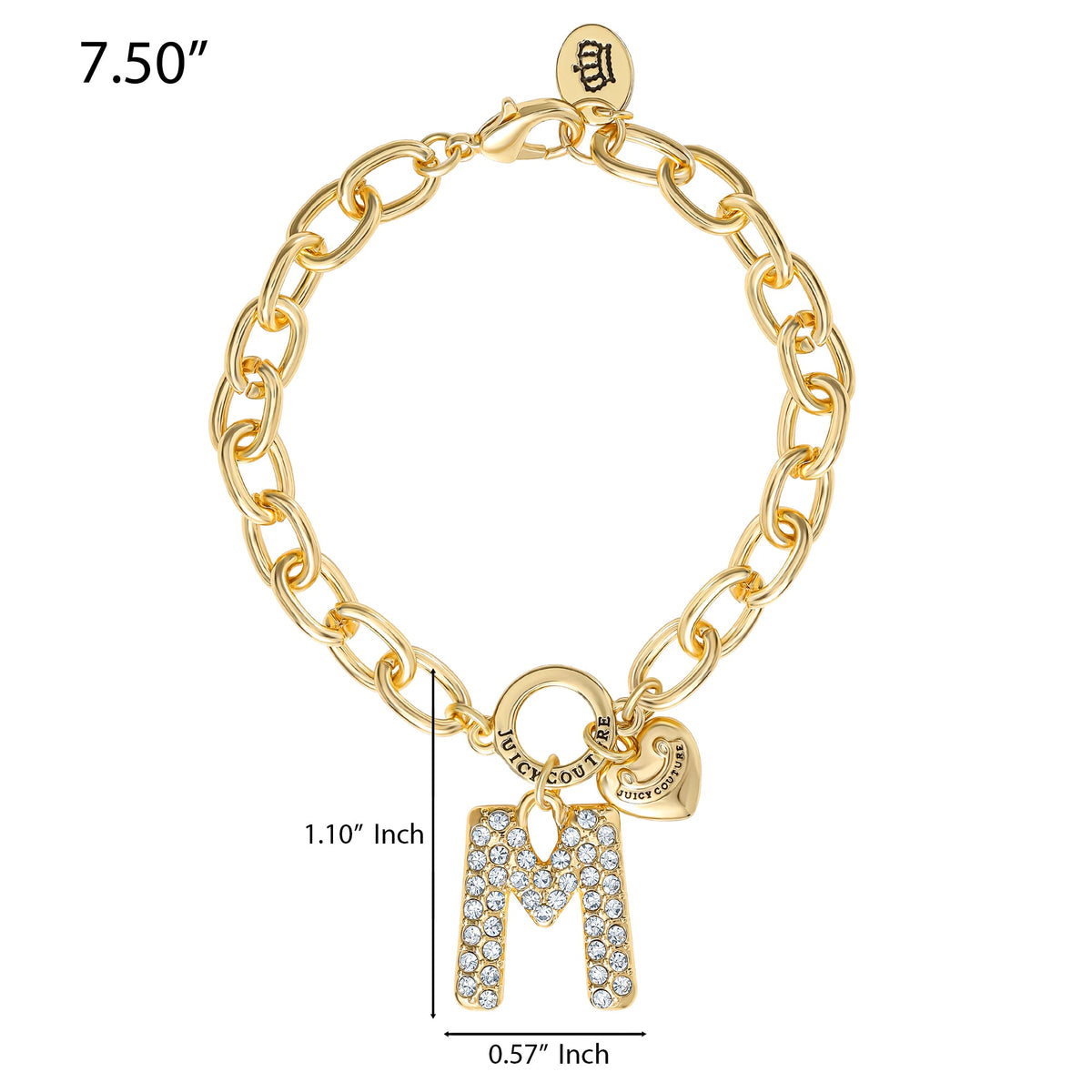 Glam Pavé Initial Charm Bracelet Letter M