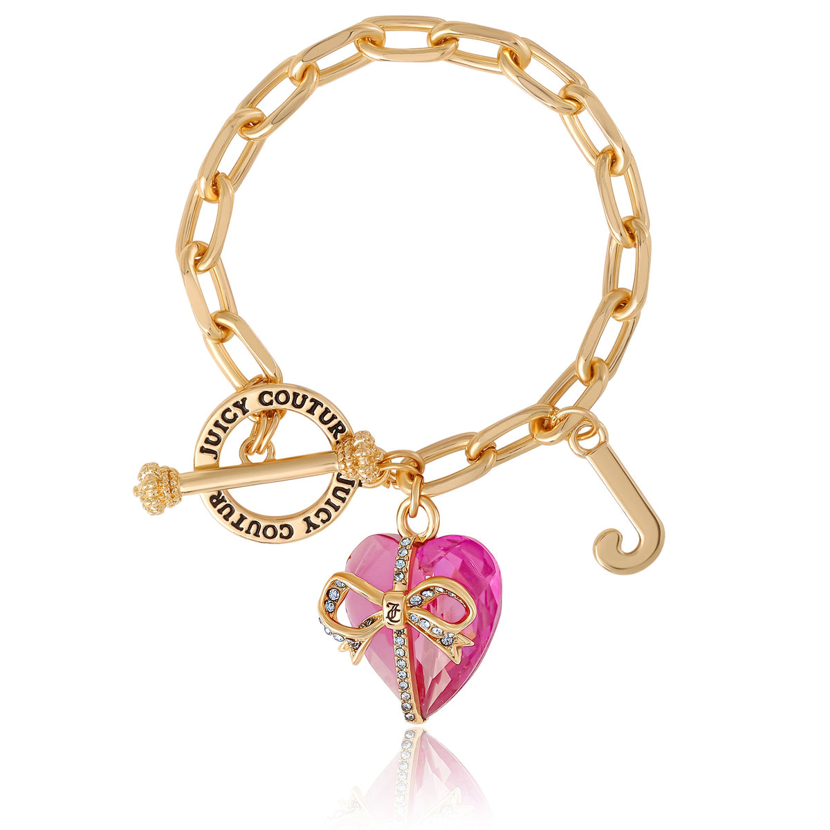 Glam Heart Stone & J Charm Bracelet