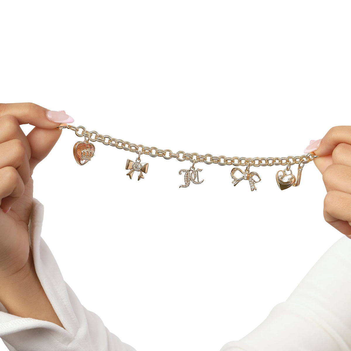 Glam Charm Bracelet with Bow and Pave Details
