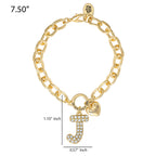 Glam Pavé Initial Charm Bracelet Letter J