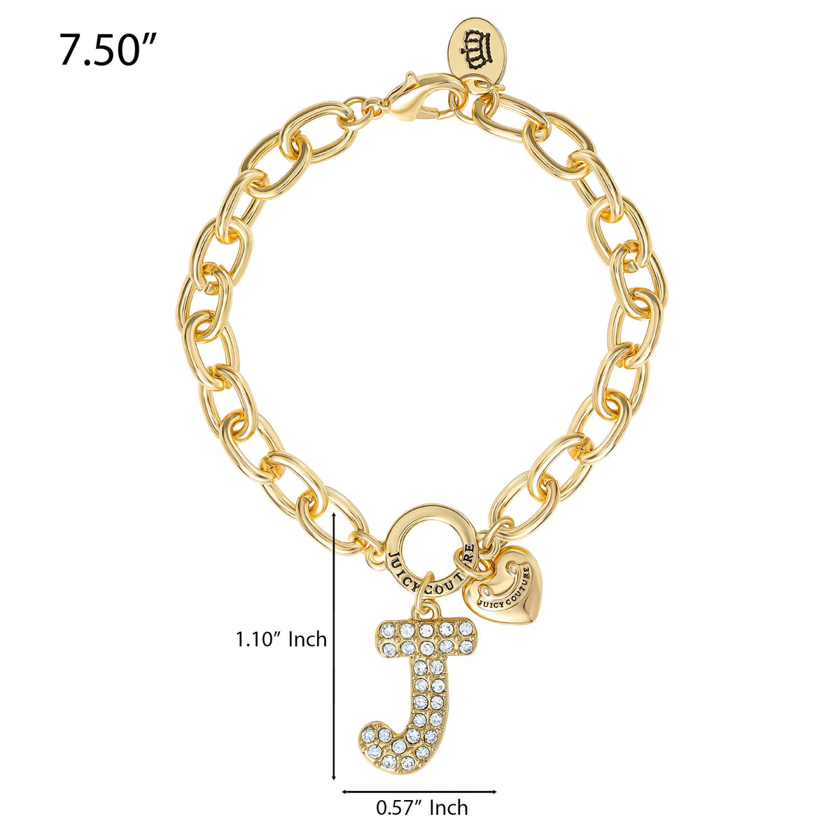 Glam Pavé Initial Charm Bracelet Letter J