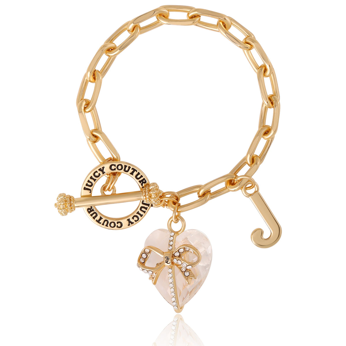 Glam Heart Stone & J Charm Bracelet
