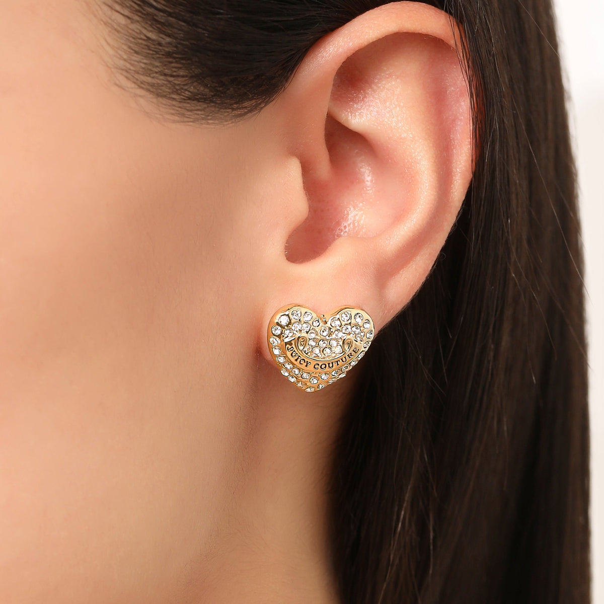 Glam Heart Stud Earrings with Crystal Accents