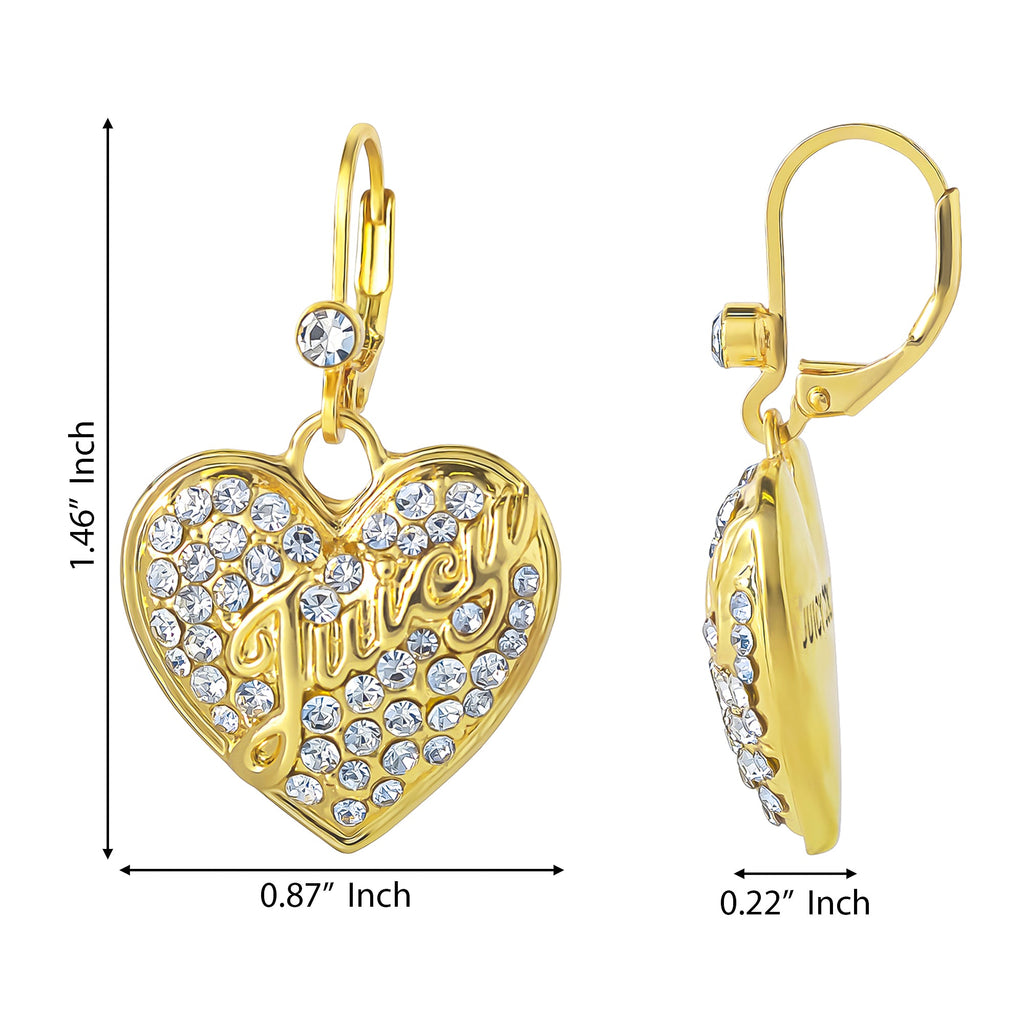 Glam Crystal Heart Charm Dangle Earrings