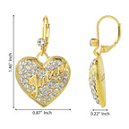 Glam Crystal Heart Charm Dangle Earrings