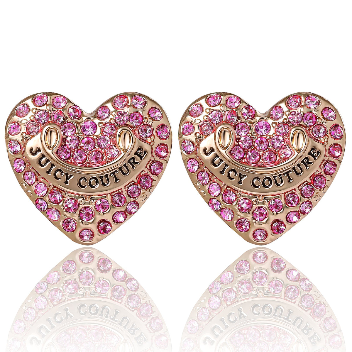 Glam Heart Stud Earrings with Crystal Accents