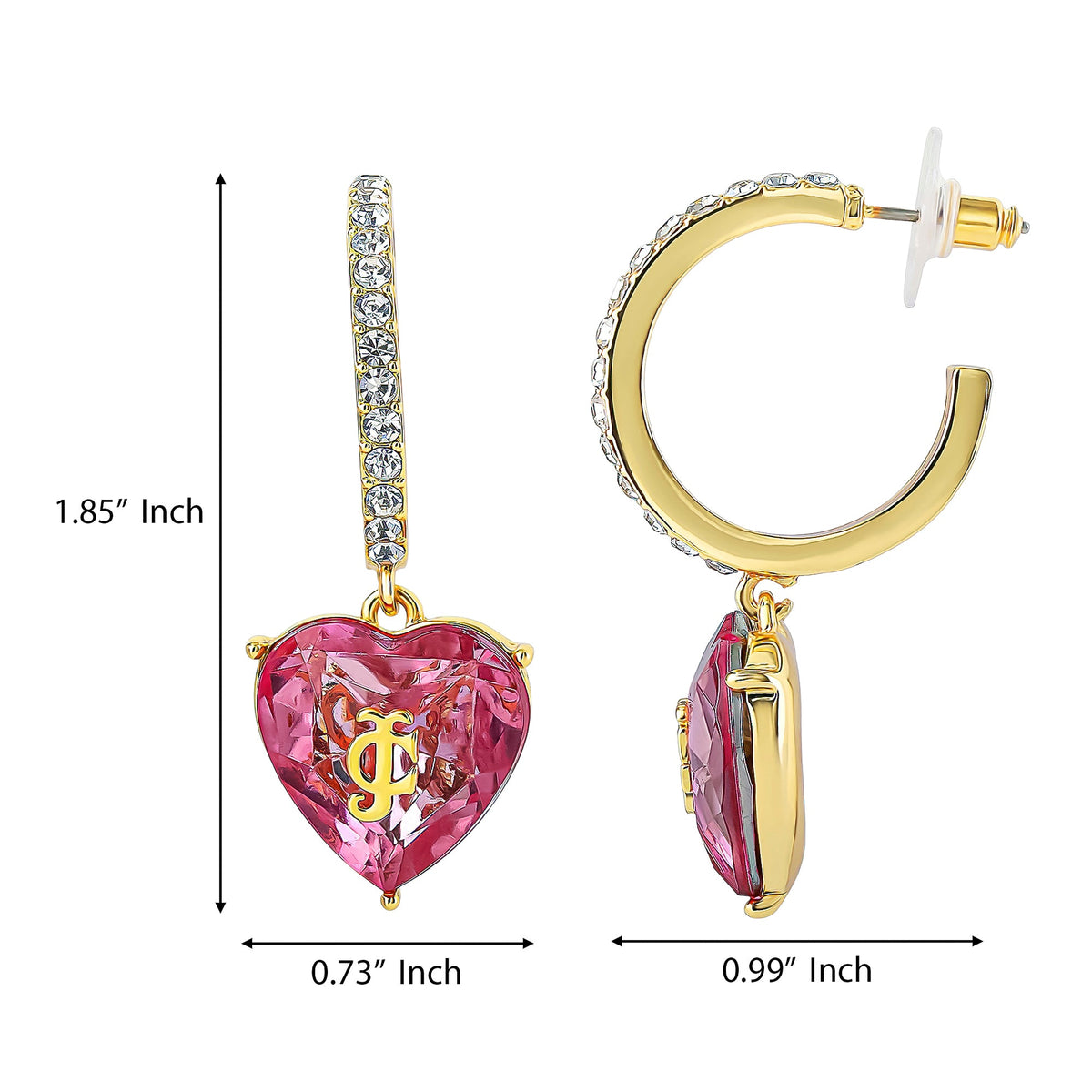 Glam Heart Charm Hoop Earrings