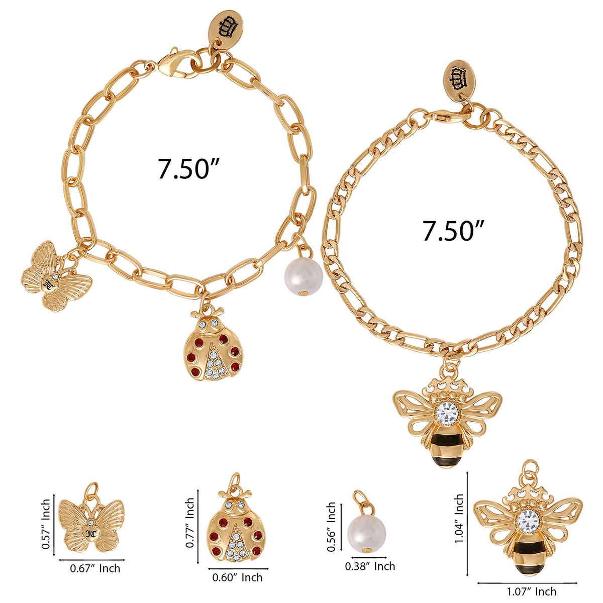 Glam Gold-Tone Charm Bracelet Duo