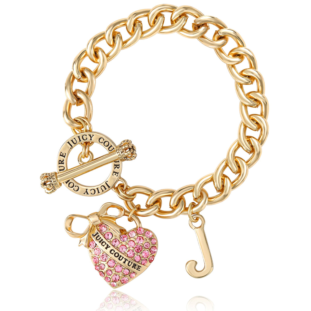 Glam Pink Pavé Heart Toggle Bracelet