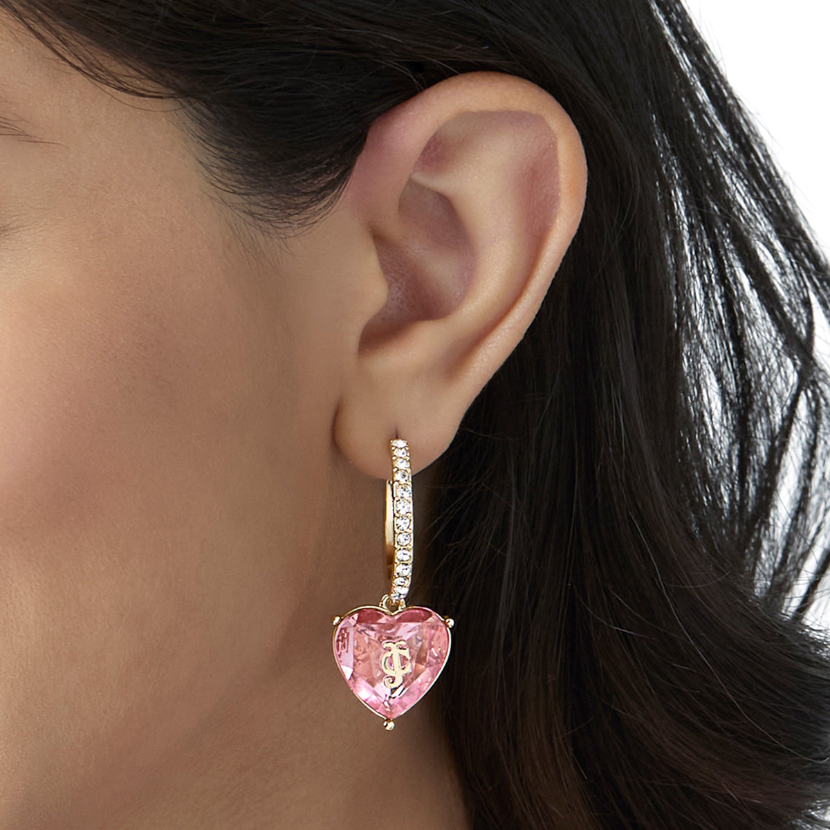Glam Heart Charm Hoop Earrings