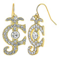 Glam Rhinestone Logo Drop Earrings