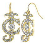 Glam Rhinestone Logo Drop Earrings