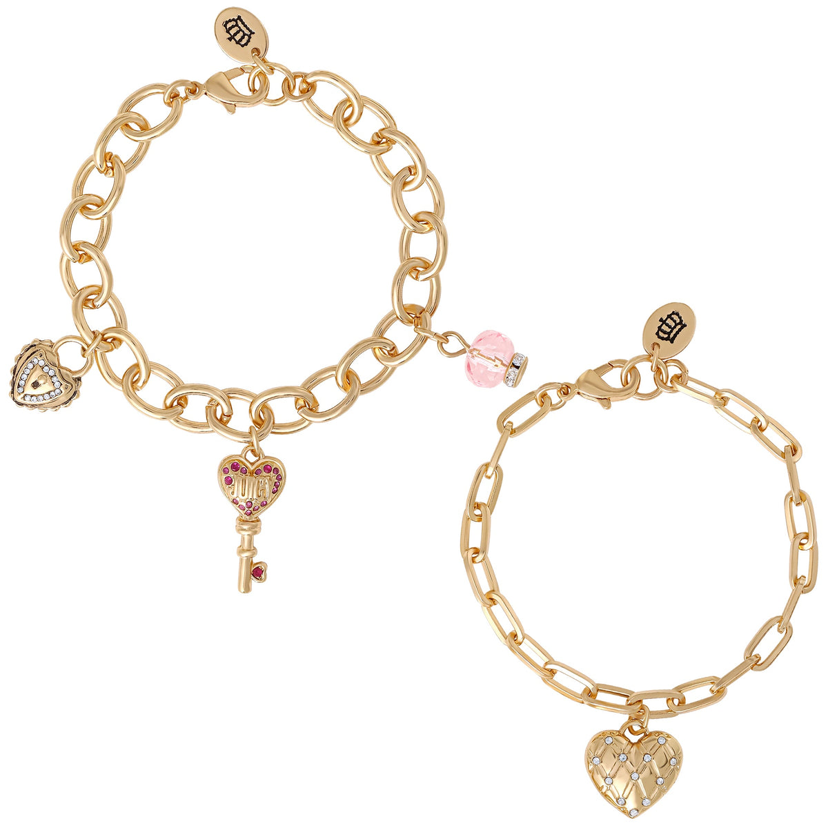 Glam Charm Bracelet Set with Heart and Key Charms