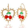 Glam Cherry Heart Drop Earrings