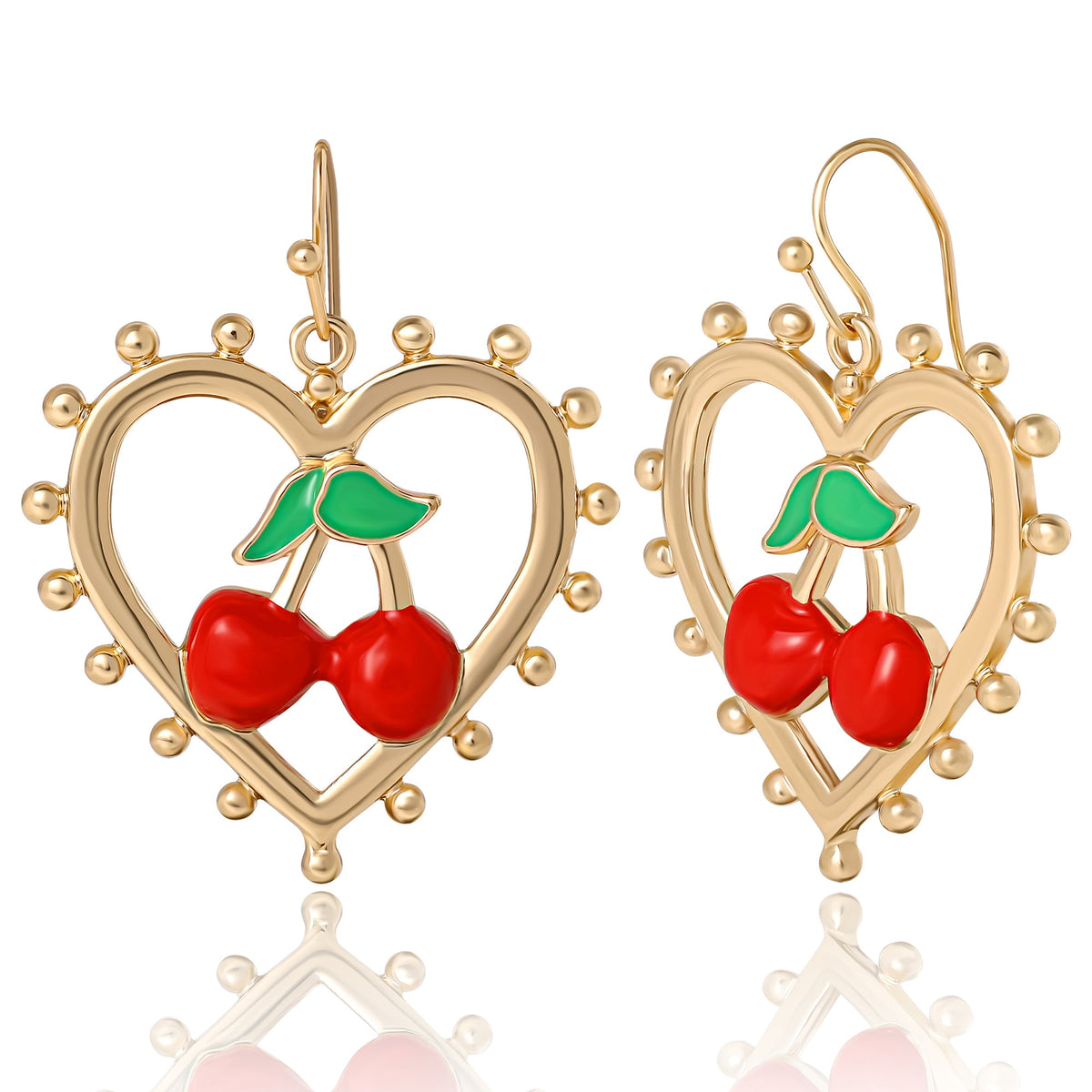 Glam Cherry Heart Drop Earrings