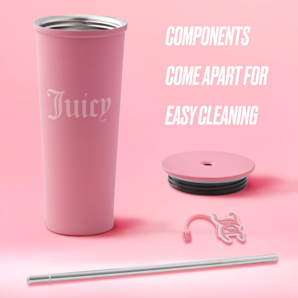 Glam Couture Hydration Stainless Steel Tumbler Cup 6-Piece Set