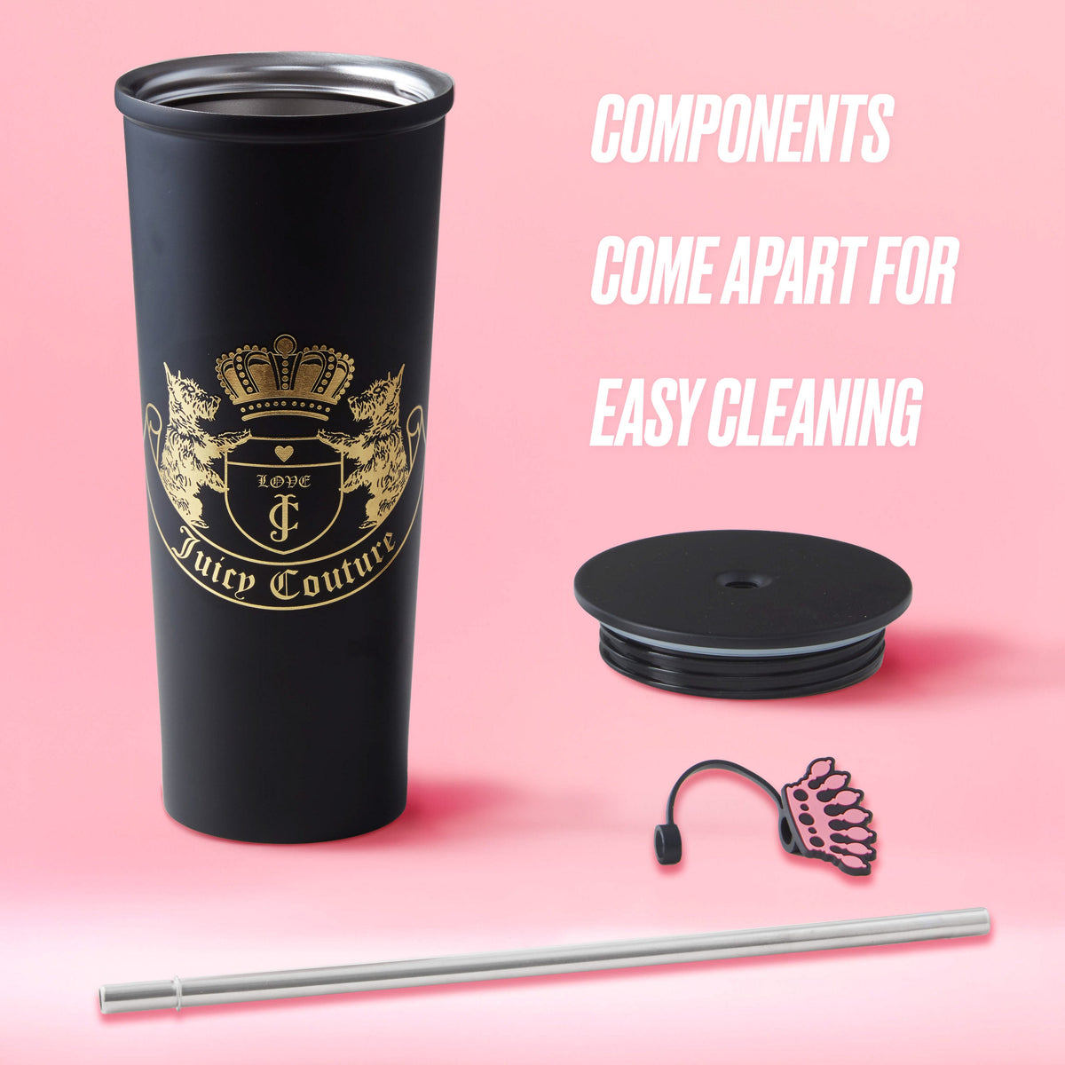 Glam Couture Hydration Stainless Steel Tumbler Cup 6-Piece Set