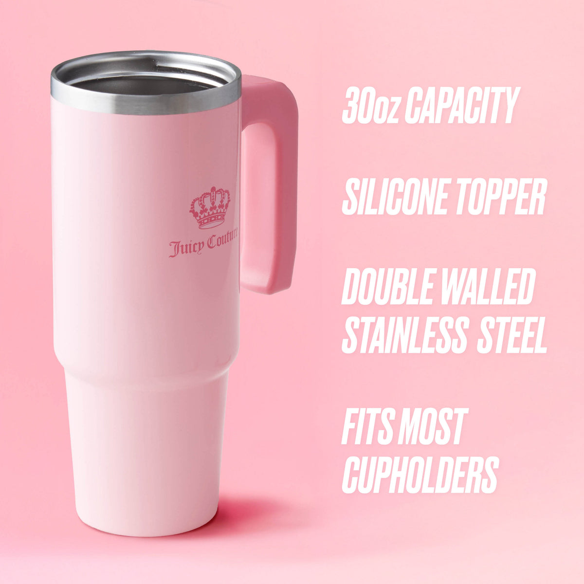 Glam Jetsetter Hydration Stainless Steel Tumbler with Handle Straw & Topper with Neoprene Crossbody Pouch