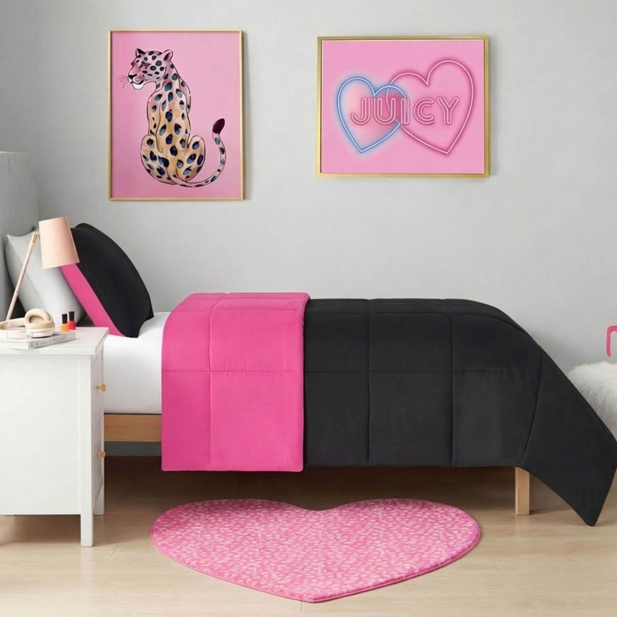 Glam Metallic Leopard Plush Rug 3 Heart