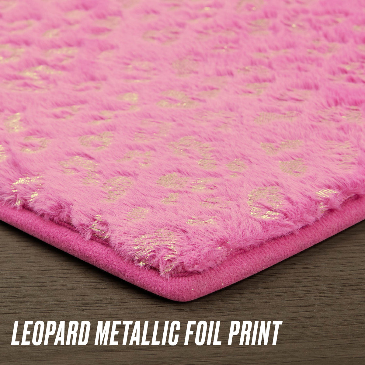 Glam Metallic Leopard Plush Rug 3 Heart