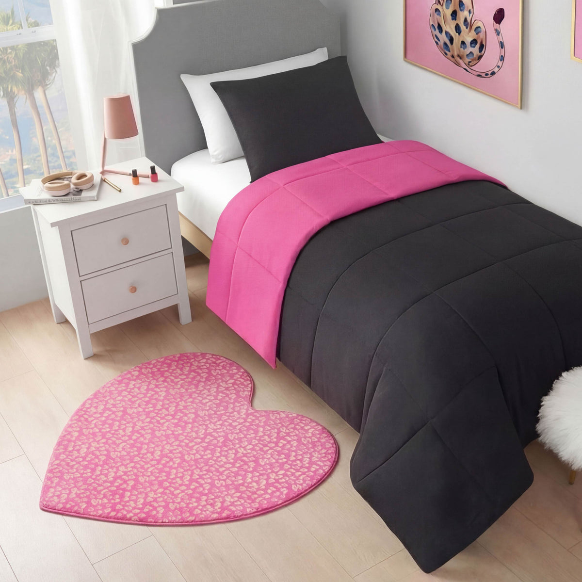 Glam Metallic Leopard Plush Rug 3 Heart