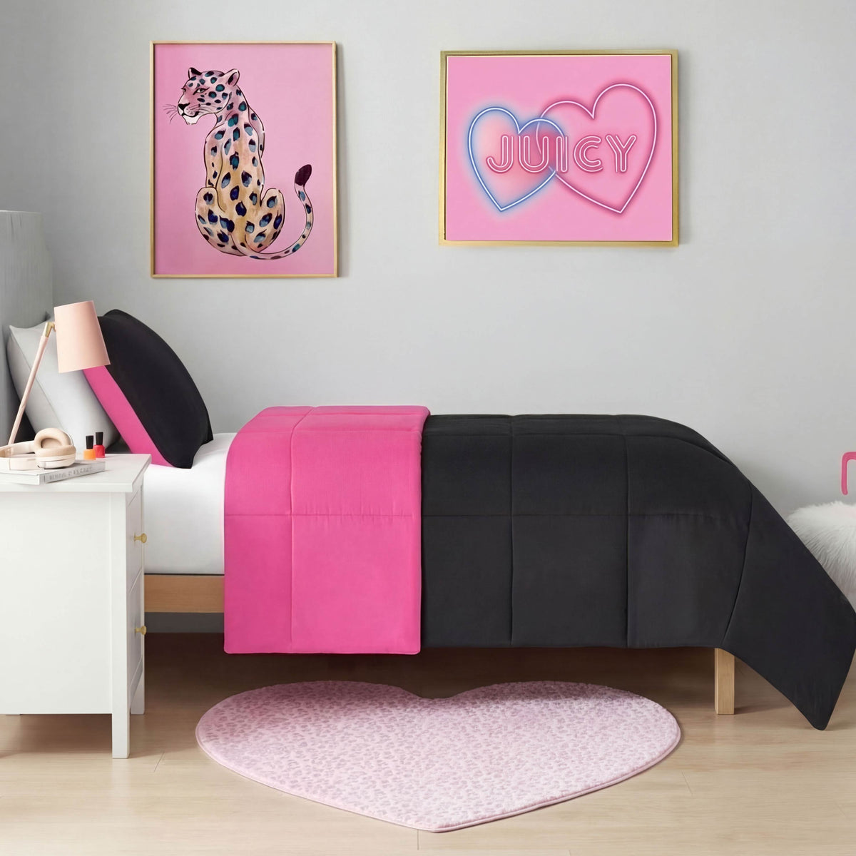 Glam Metallic Leopard Plush Rug 3 Heart