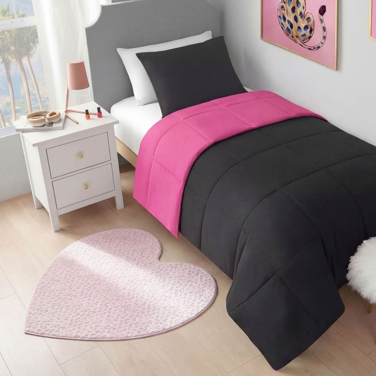 Glam Metallic Leopard Plush Rug 3 Heart